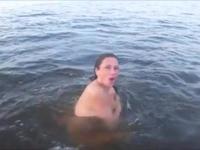 Blowjob from MILF in the river