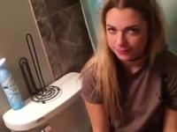 Blowjob from stepsister on the toilet