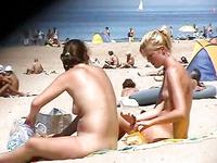 Hot naked babes at the beach