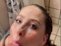 POV blowjob in the bathroom and facial