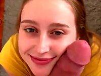 POV blowjob from sweet girlfriend and body load