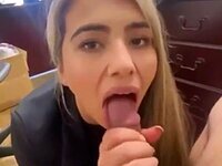 Charming girlfriend gives POV gentle blowjob