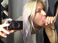 Sex in the locker room with a petite blonde