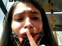 I'm such a slut, fingering my wet pussy on the bus