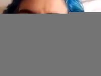Blue haired slut takes my cock deep and then gets a hot orgasm on her face