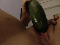Crazy husband taken on video her pretty wife masturb with a cucumber,!holy fuck!