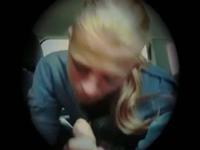 Crazy guy put a hidden camara in the car for caught her girl sucking cock,damn